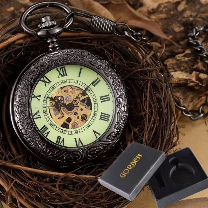 montre de poche rose gold vintage, avec chiffres romains, automatique