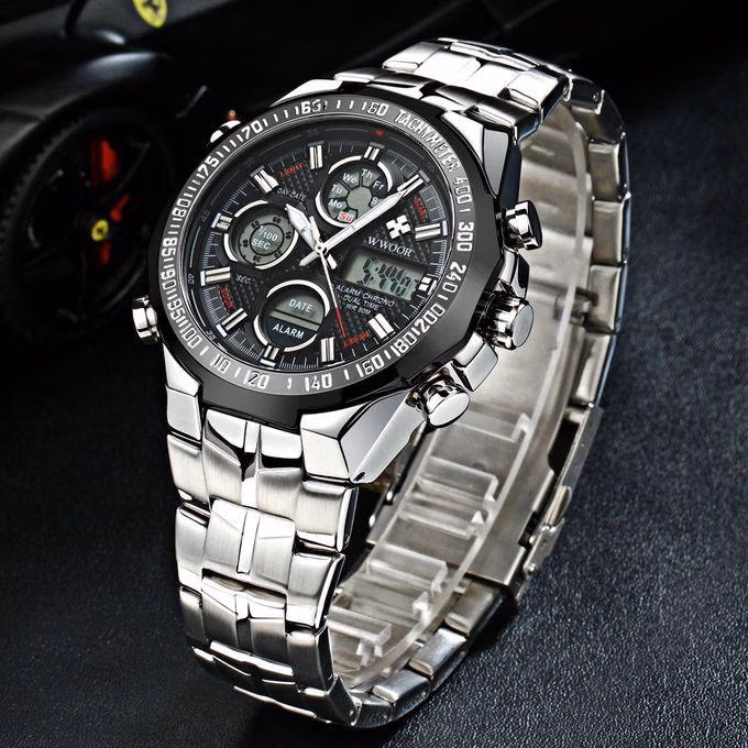 wwoor montre de sport à quartz étanche pour homme, bracelet de luxe, chronographe wwoor montre de sport à quartz étanche pour homme, bracelet de luxe, chronographe