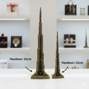 deux statue burj khalifa metalique, ornements artisanaux, décoration de la maison